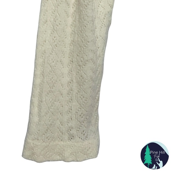 SOLD Vintage 80s 90s LL Bean Knit Top XS Ivory Fitted Cropped Combed Cotton - Picture 6 of 10